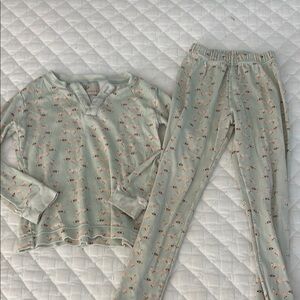 Green Pajama Set with Elastic Waistband and Dog pattern